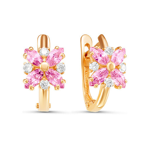 Серьги из красного золота с фианитами Ювелирное изделие - Серьги из красного золота с фианитами в магазине Best-Gold 039700