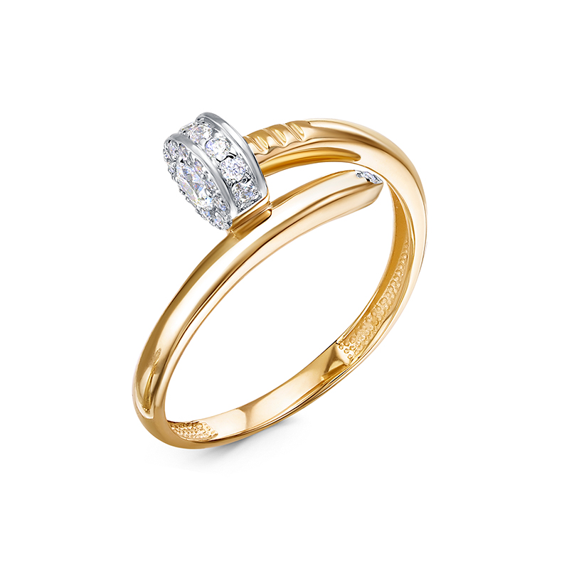 Кольцо из желтого золота с фианитами