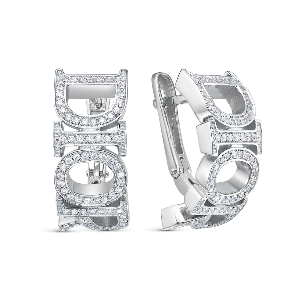 Серьги из серебра с фианитами