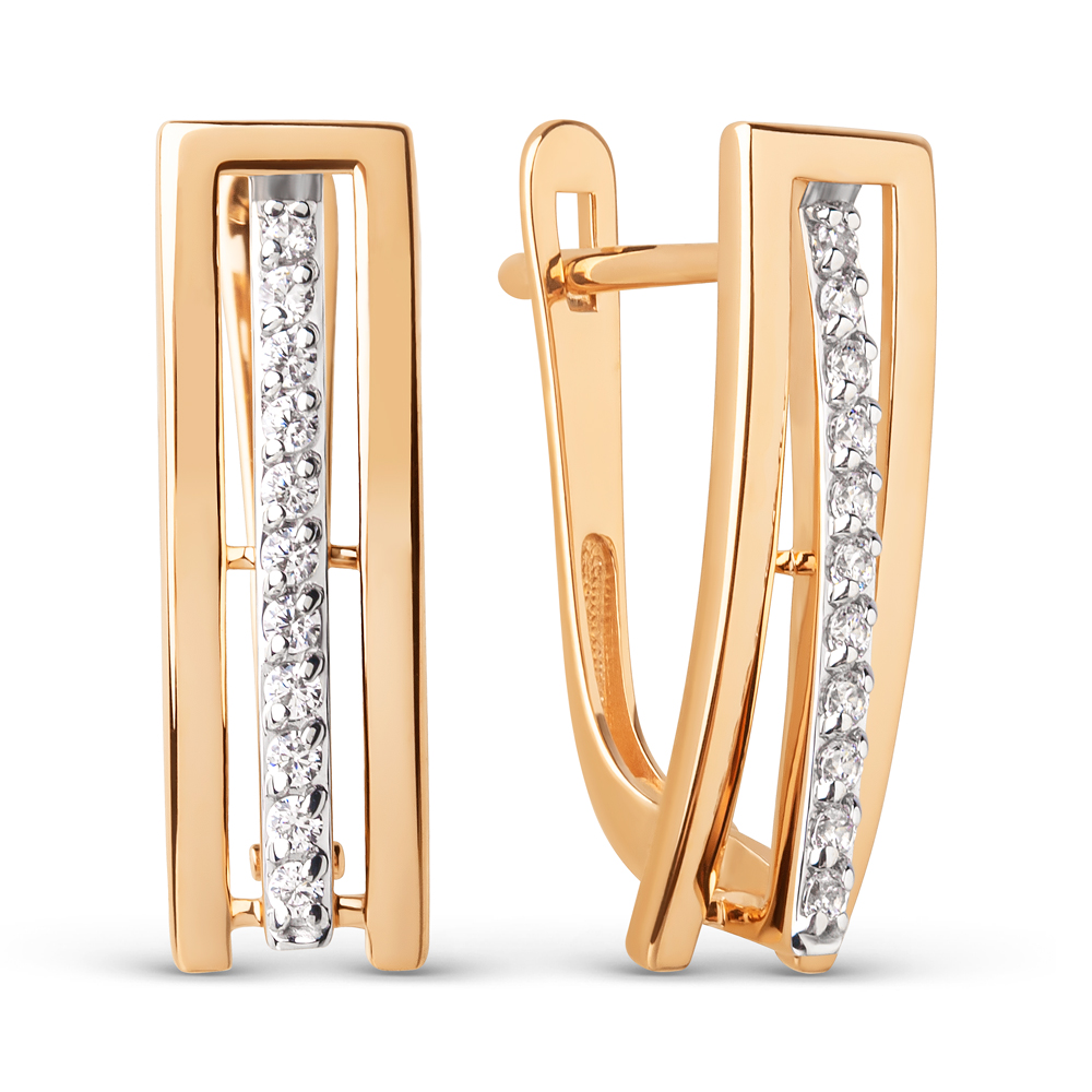 Серьги из красного золота с фианитами Ювелирное изделие - Серьги из красного золота с фианитами в магазине Best-Gold 145404