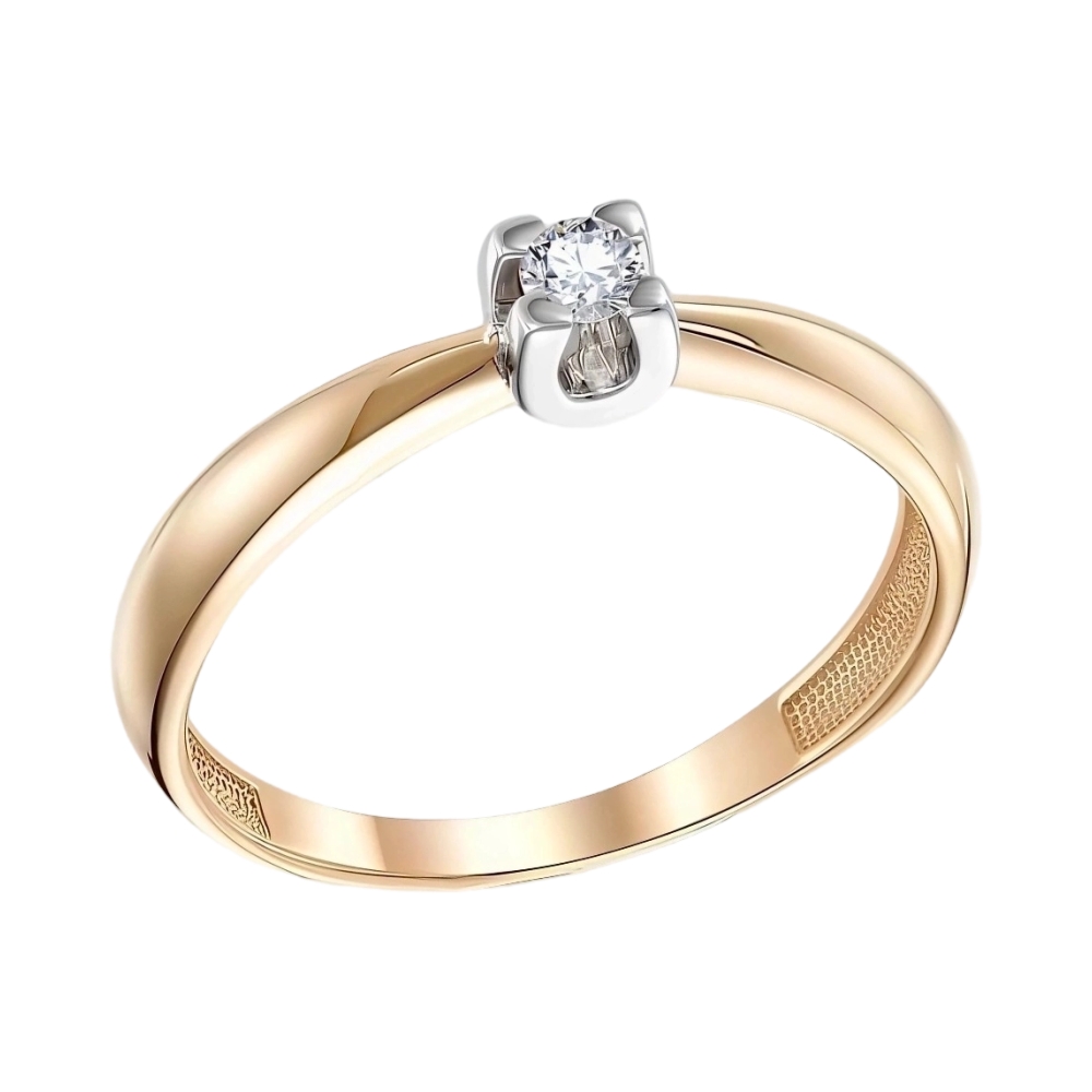 Ювелирное изделие - Кольцо помолвочное из красного золота с бриллиантом в магазине Best-Gold 003251