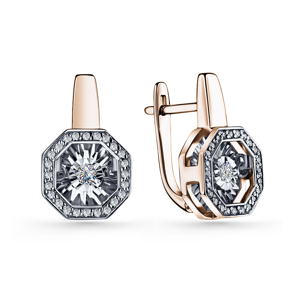 Серьги из красного золота с бриллиантами Ювелирное изделие - Серьги из красного золота с бриллиантами в магазине Best-Gold 149116