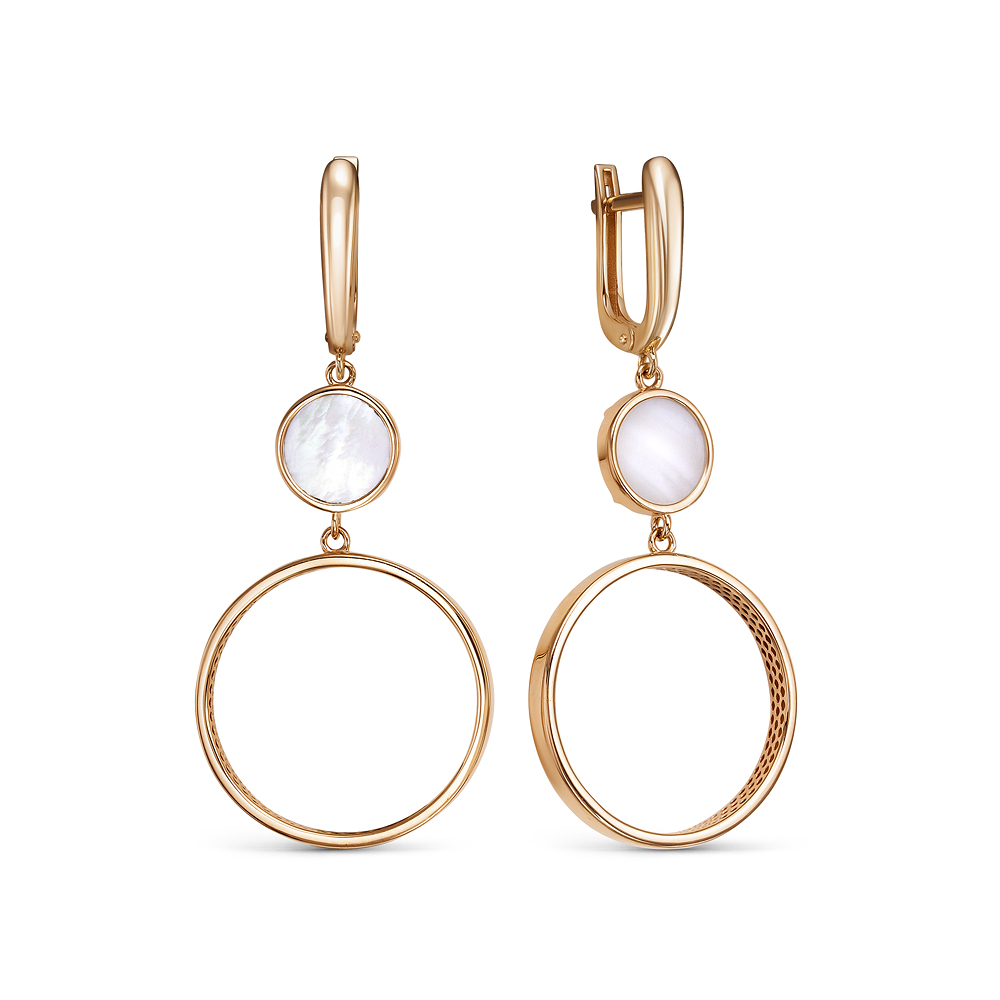 Ювелирное изделие - Серьги из красного золота с перламутрами в магазине Best-Gold 028795