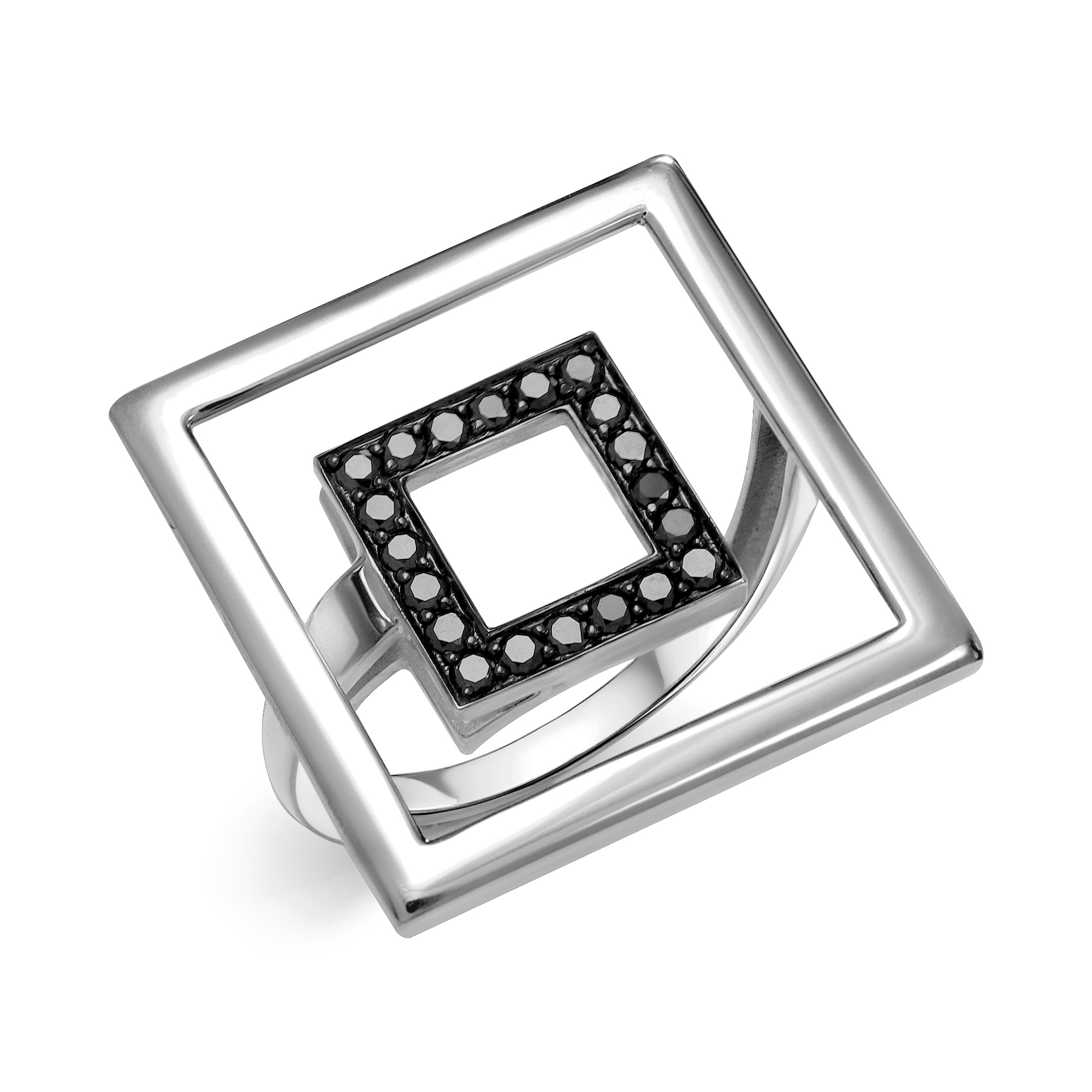 Ювелирное изделие - Кольцо из белого золота с чёрными бриллиантами в магазине Best-Gold 122742