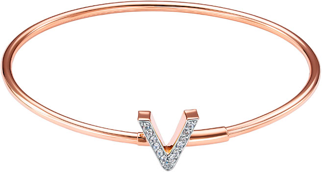 Браслет жёсткий из красного золота с фианитами Ювелирное изделие - Браслет жёсткий из красного золота с фианитами в магазине Best-Gold 144265