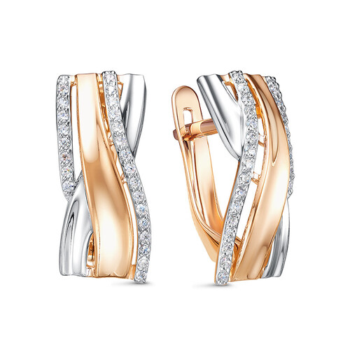 Серьги из красного золота с фианитами Ювелирное изделие - Серьги из красного золота с фианитами в магазине Best-Gold 030331