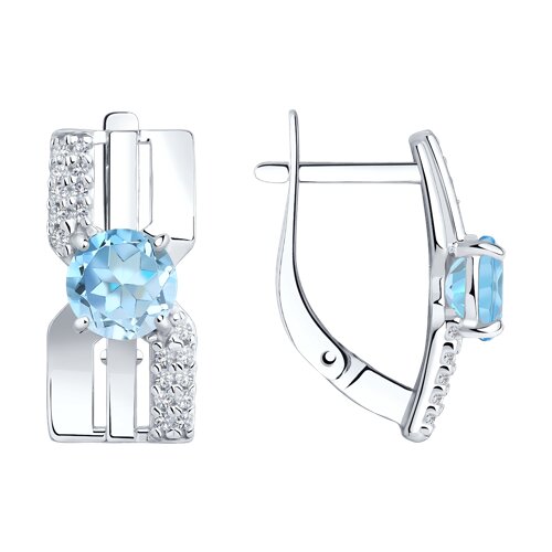 Серьги из серебра с топазом и фианитами Ювелирное изделие - Серьги из серебра с топазом и фианитами в магазине Best-Gold 118361