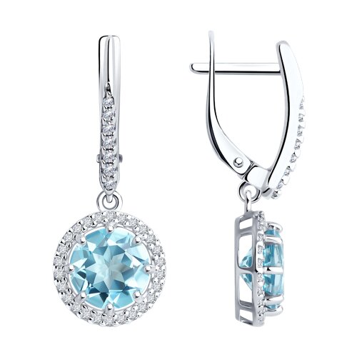 Ювелирное изделие - Серьги из серебра с топазом и фианитами в магазине Best-Gold 152573