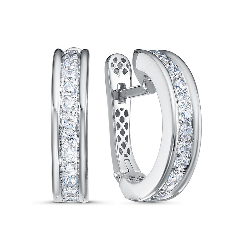 Серьги из серебра с фианитами