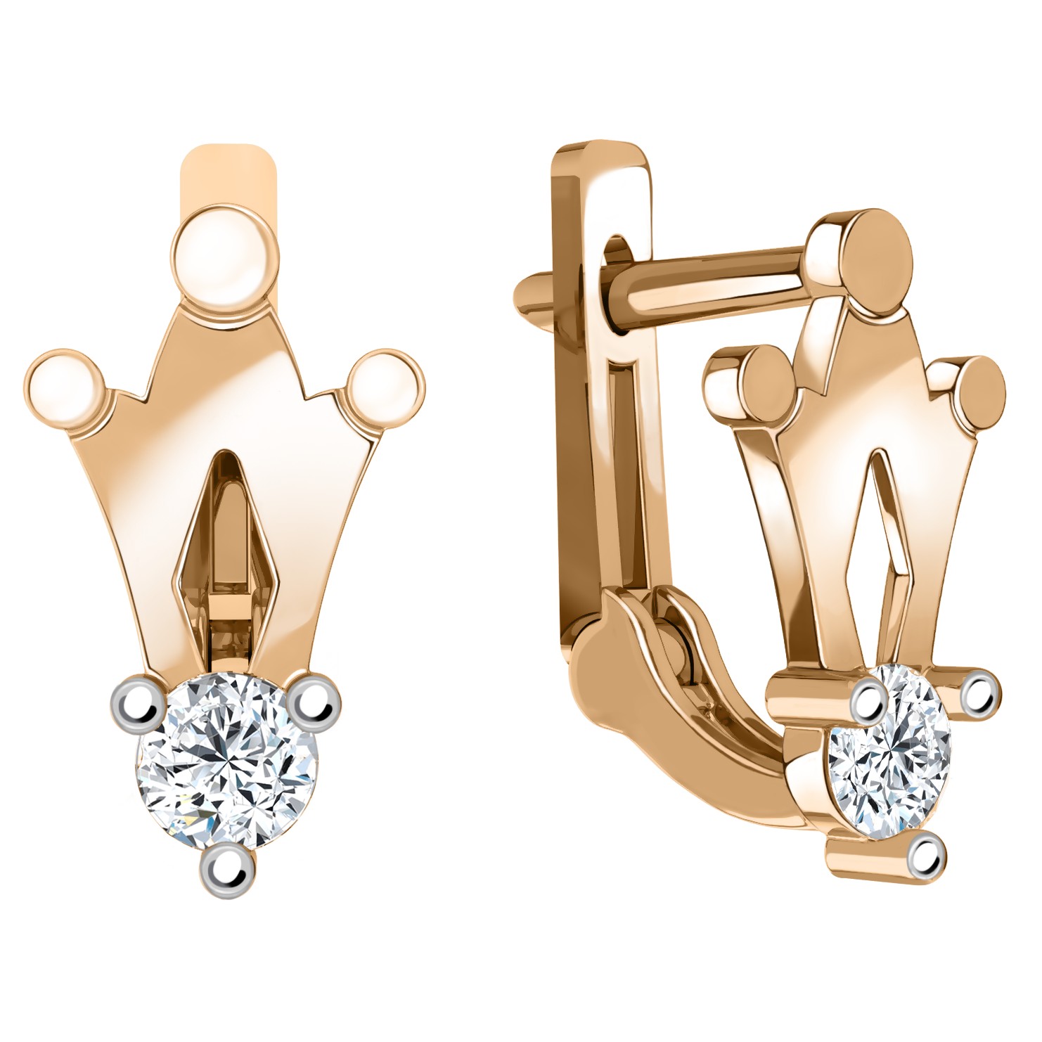 Серьги в красном золоте с фианитами Ювелирное изделие - Серьги в красном золоте с фианитами в магазине Best-Gold 134515