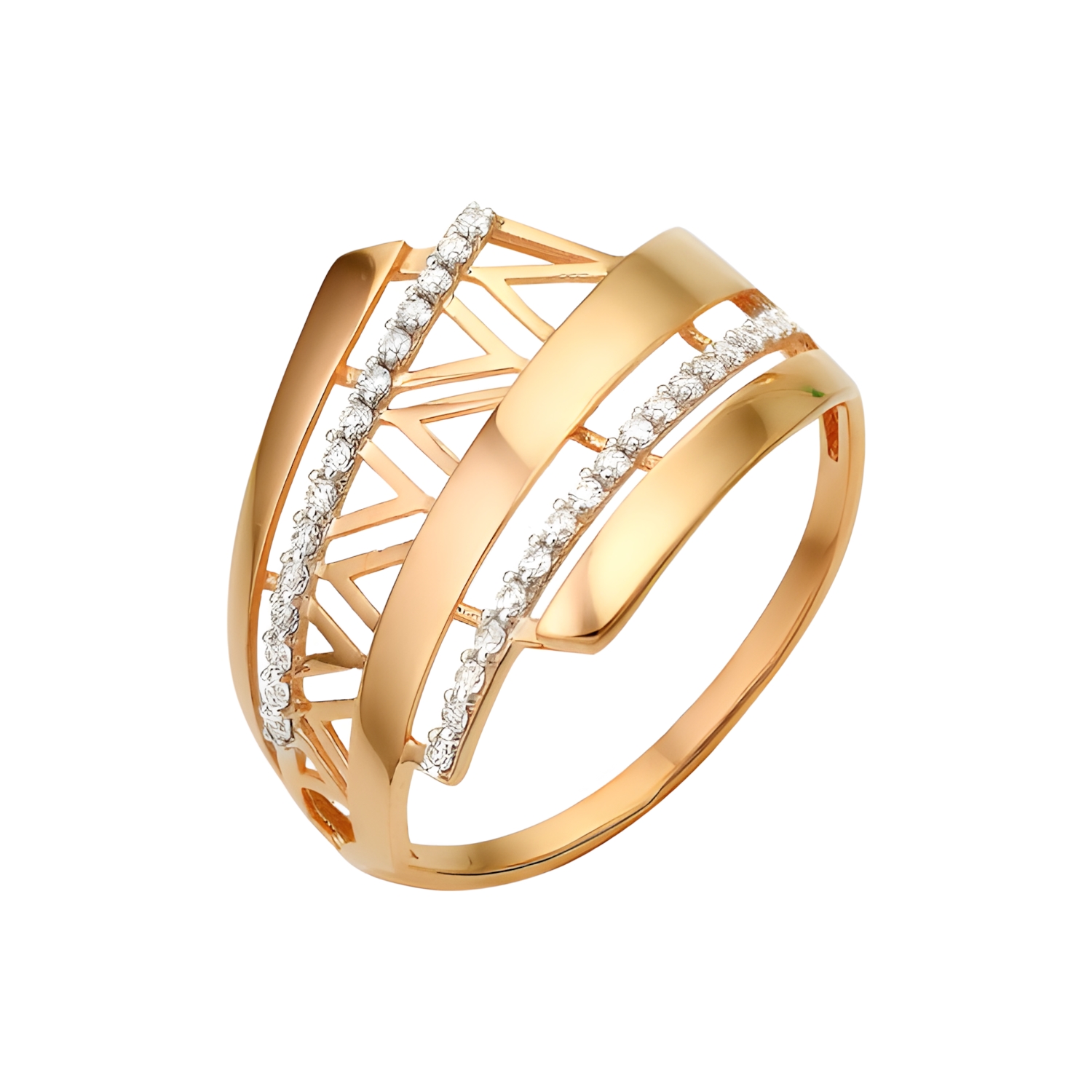 Кольцо из красного золота с фианитами