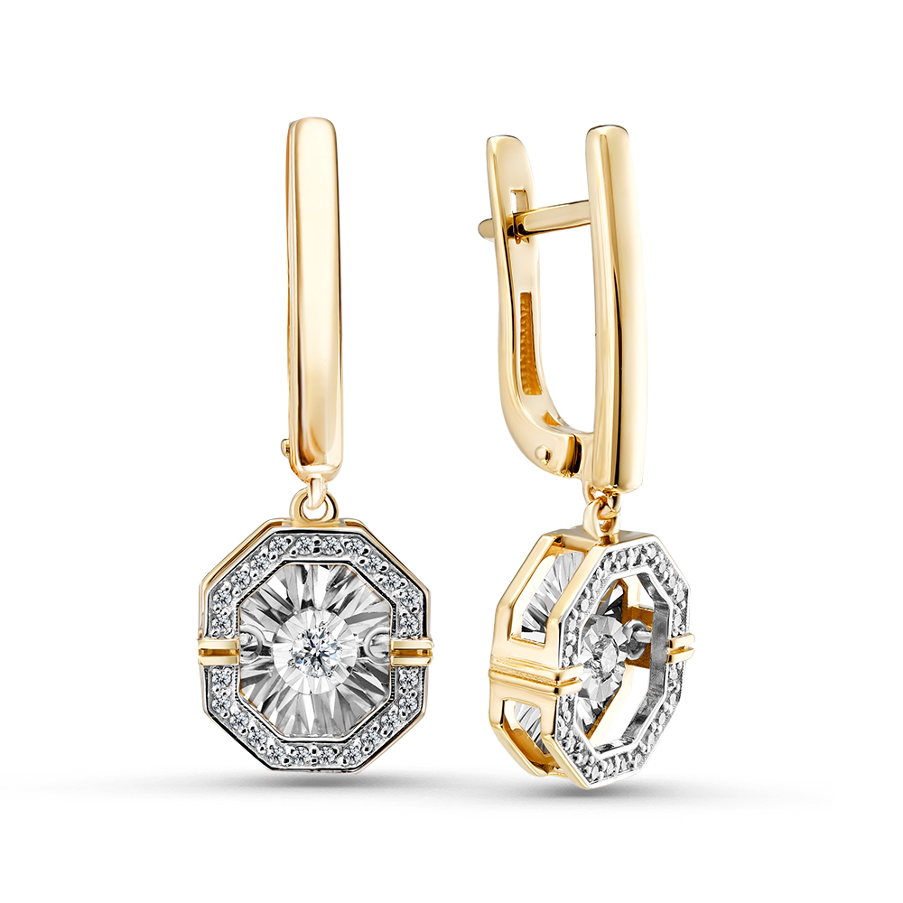 Серьги из желтого золота с бриллиантами Ювелирное изделие - Серьги из желтого золота с бриллиантами в магазине Best-Gold 149131