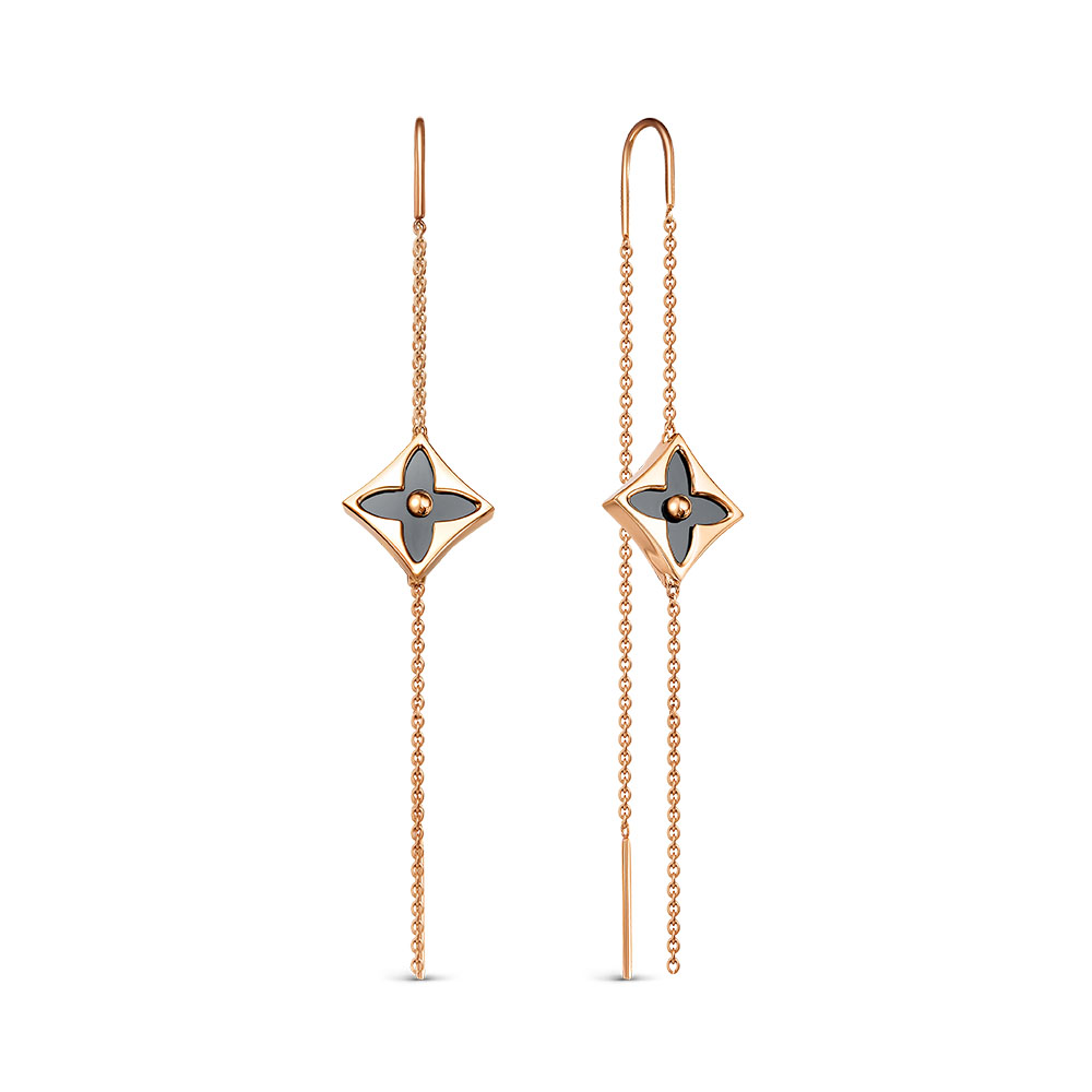 Серьги из красного золота с ониксом