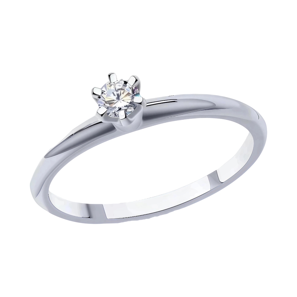 Ювелирное изделие - Кольцо помолвочное в белом золоте с бриллиантом в магазине Best-Gold 127945