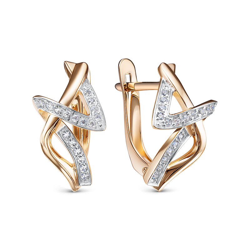 Серьги из красного золота с фианитами Ювелирное изделие - Серьги из красного золота с фианитами в магазине Best-Gold 149419