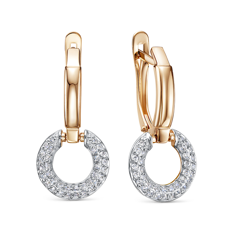 Серьги из красного золота с фианитами Ювелирное изделие - Серьги из красного золота с фианитами в магазине Best-Gold 142520