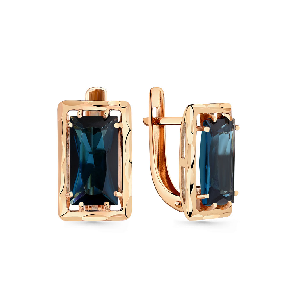 Серьги в красном золоте с лондон топазом Ювелирное изделие - Серьги в красном золоте с лондон топазом в магазине Best-Gold 139117