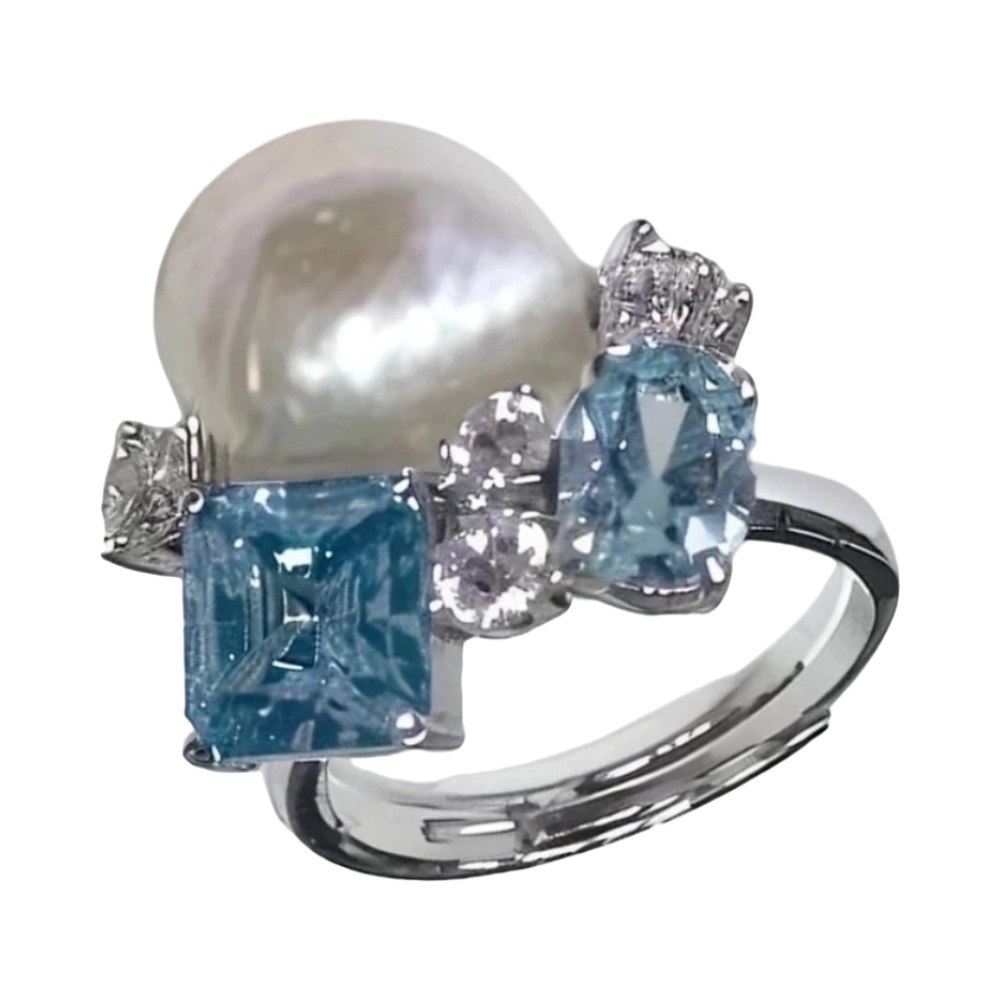 Ювелирное изделие - Кольцо из серебра со жемчугом и цирконами в магазине Best-Gold 150901