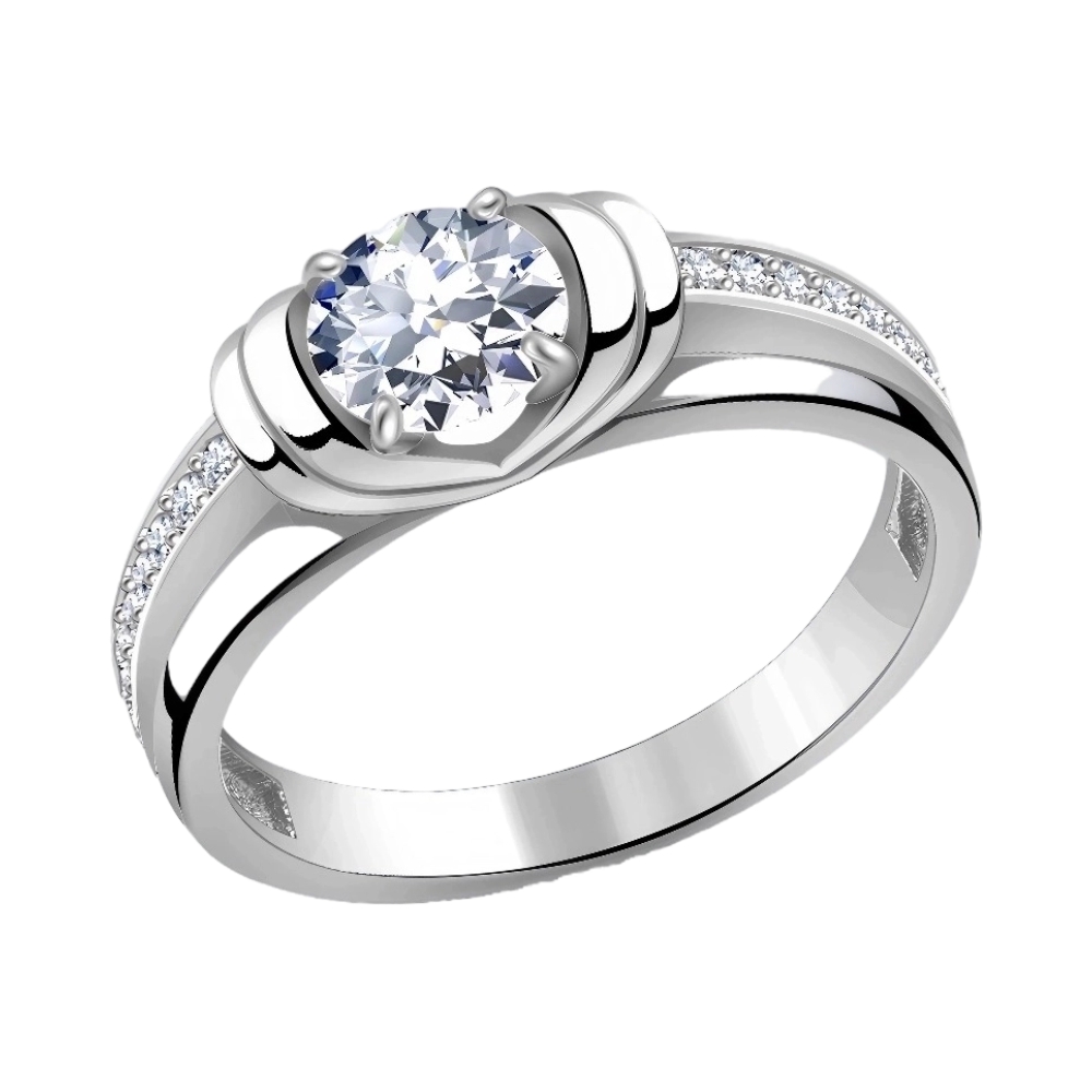 Ювелирное изделие - Кольцо из белого золота с фианитами в магазине Best-Gold 139941