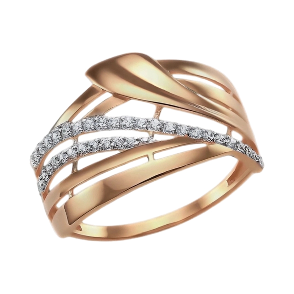 Кольцо из красного золота с фианитами