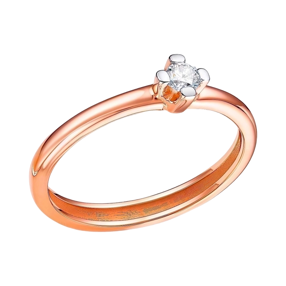 Кольцо помолвочное из красного золота с бриллиантом Ювелирное изделие - Кольцо помолвочное из красного золота с бриллиантом в магазине Best-Gold 041146