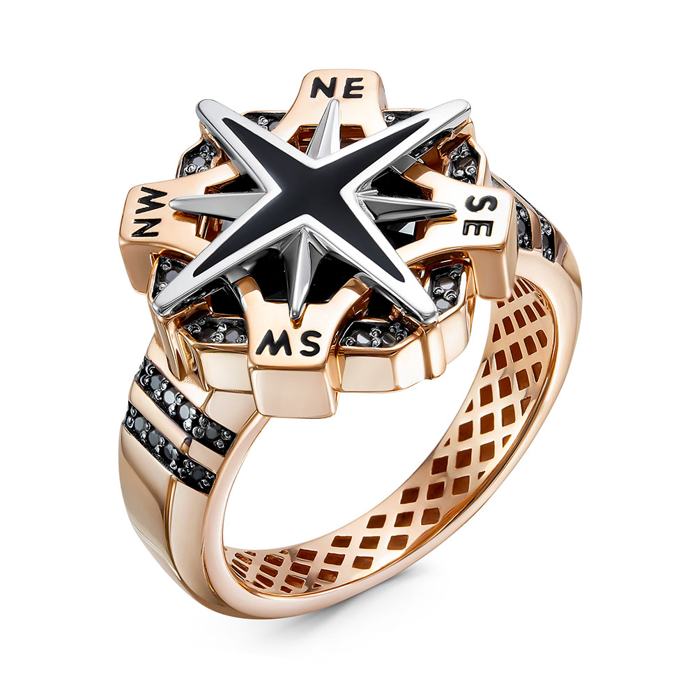 Ювелирное изделие - Печатка мужская из красного золота с ониксом и фианитами в магазине Best-Gold 157749