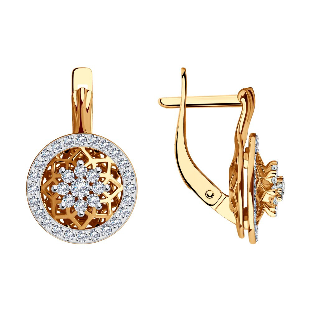 Серьги из красного золота с фианитами Ювелирное изделие - Серьги из красного золота с фианитами в магазине Best-Gold 041516