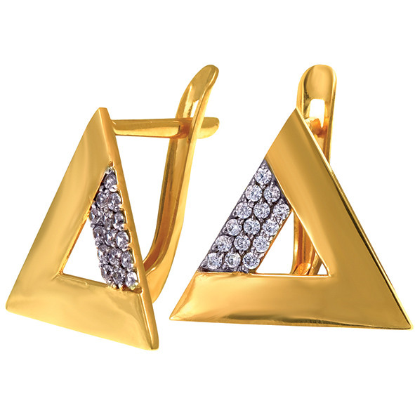 Серьги из жёлтого золота с фианитами Ювелирное изделие - Серьги из жёлтого золота с фианитами в магазине Best-Gold 034359