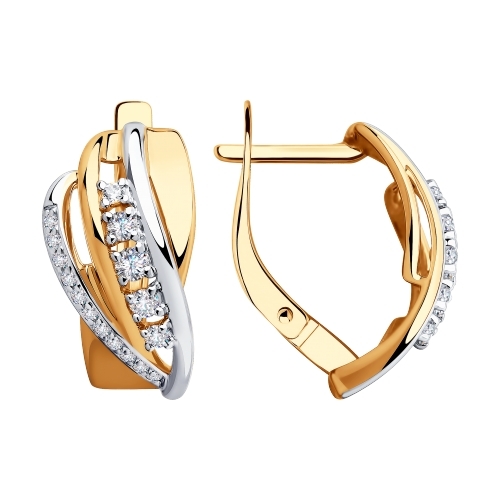 Серьги из красного золота с фианитами Ювелирное изделие - Серьги из красного золота с фианитами в магазине Best-Gold 008747