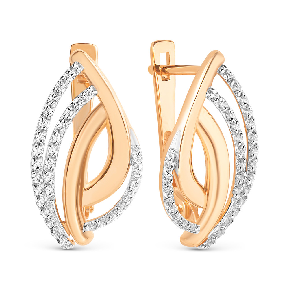 Серьги из красного золота с фианитами Ювелирное изделие - Серьги из красного золота с фианитами в магазине Best-Gold 033806