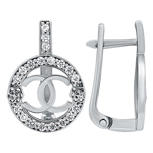 Серьги из белого золота с фианитами Ювелирное изделие - Серьги из белого золота с фианитами в магазине Best-Gold 102009