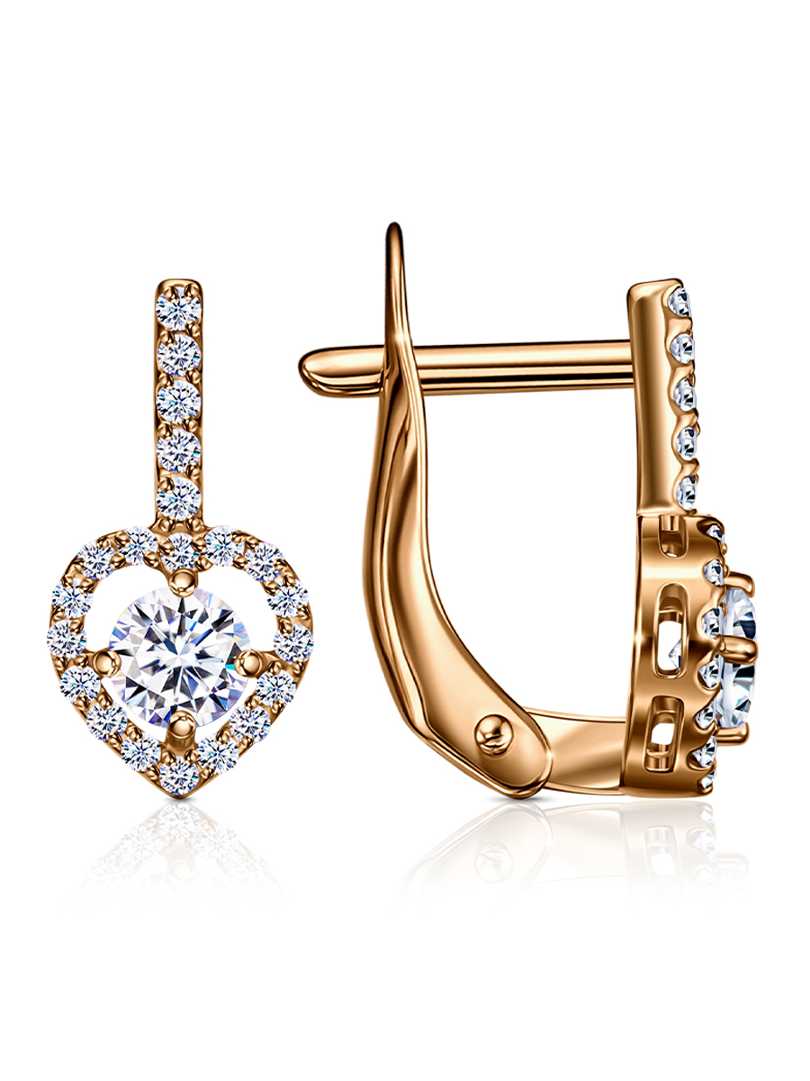 Ювелирное изделие - Серьги из красного золота с фианитами в магазине Best-Gold 150622