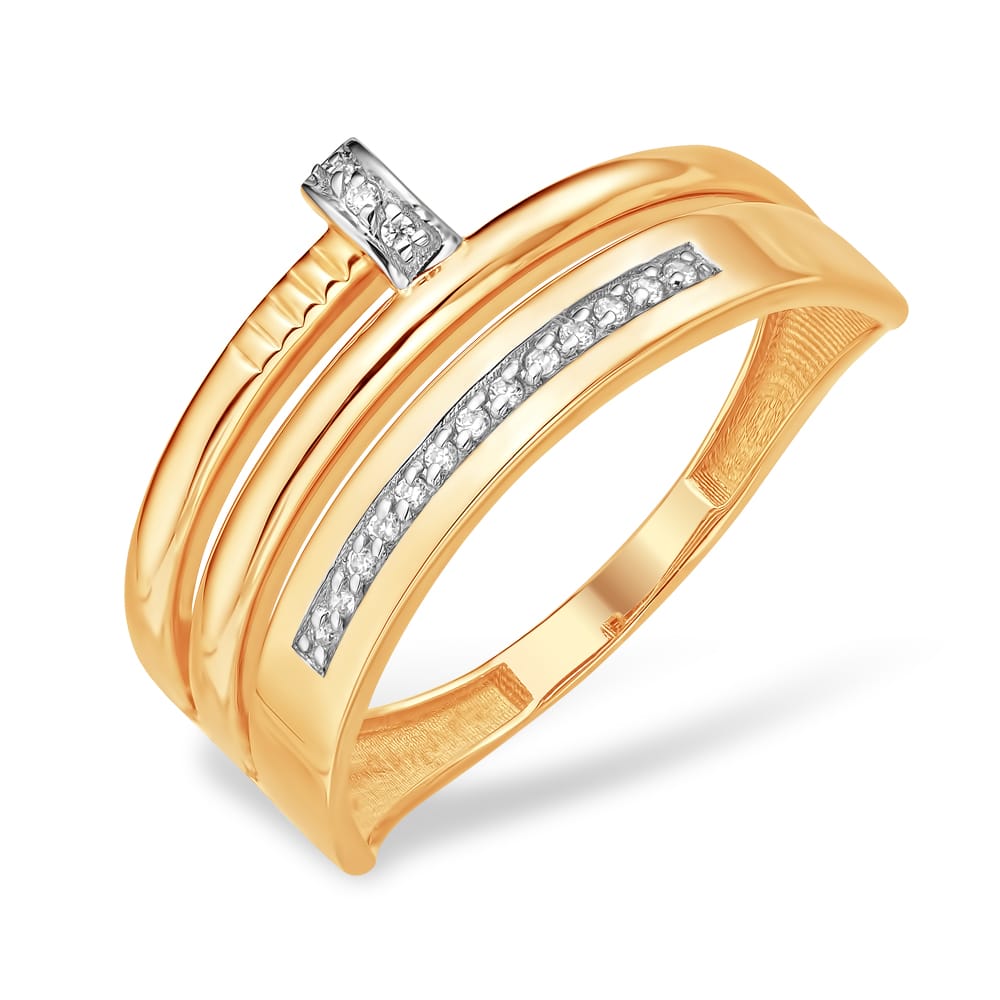 Кольцо из красного золота с фианитами