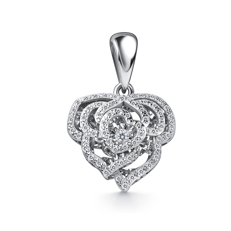 Ювелирное изделие - Подвеска из белого золота с бриллиантами в магазине Best-Gold 156963