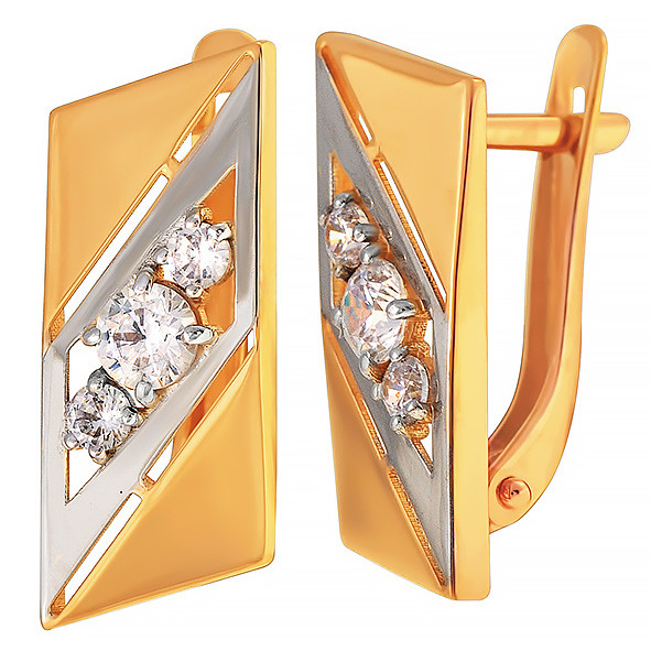 Ювелирное изделие - Серьги из золота с фианитами в магазине Best-Gold 034386