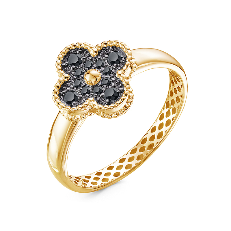 Кольцо из жёлтого золота с чёрными бриллиантами Ювелирное изделие - Кольцо из жёлтого золота с чёрными бриллиантами в магазине Best-Gold 105363