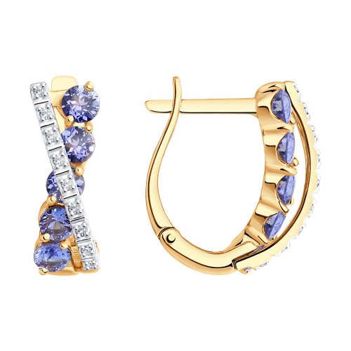 Ювелирное изделие - Серьги из красного золота с танзанитом и бриллиантами в магазине Best-Gold 144662