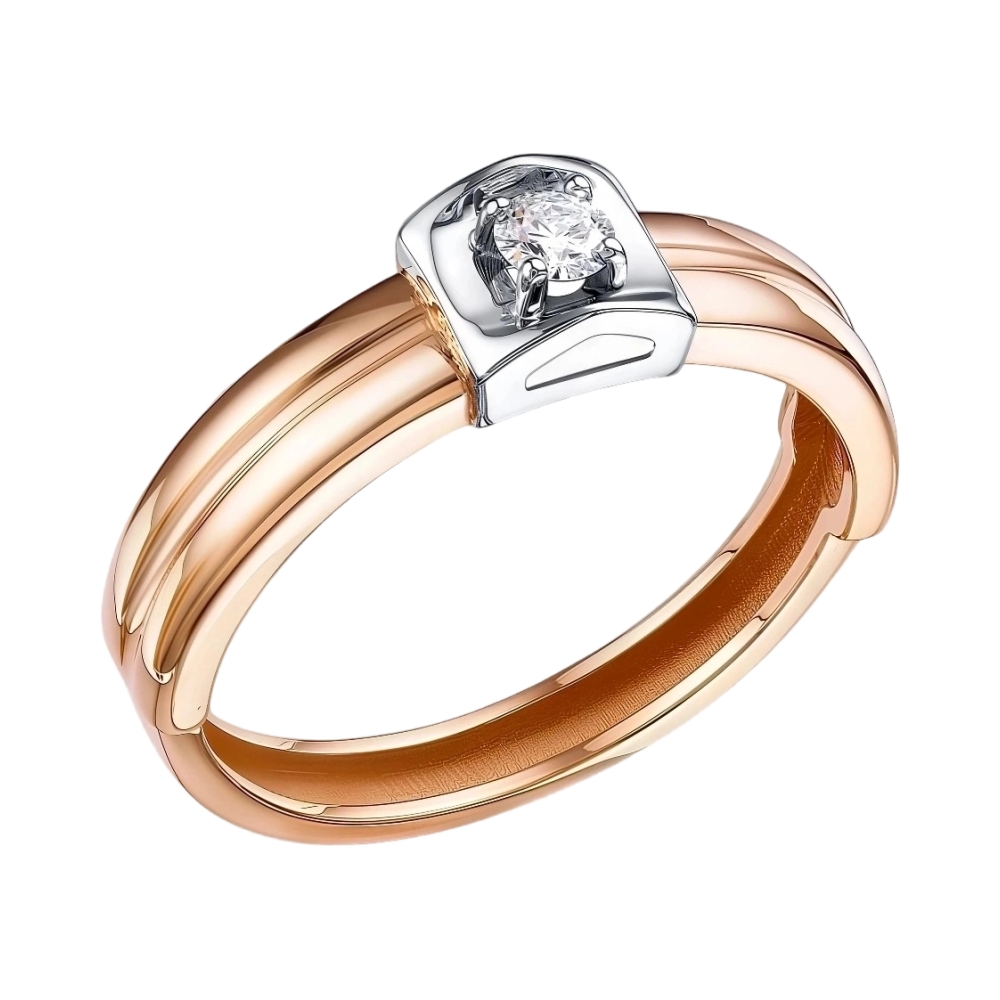 Ювелирное изделие - Кольцо помолвочное из красного золота с бриллиантом в магазине Best-Gold 083339