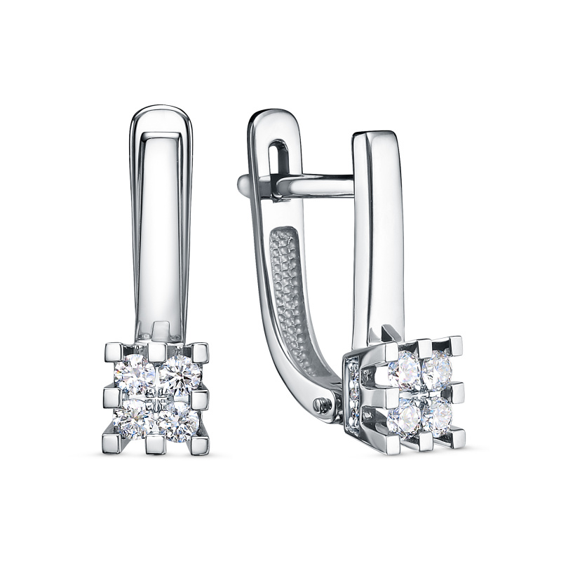 Серьги в белом золоте с бриллиантами Ювелирное изделие - Серьги в белом золоте с бриллиантами в магазине Best-Gold 132330