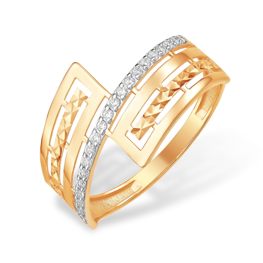 Кольцо из красного золота с фианитами