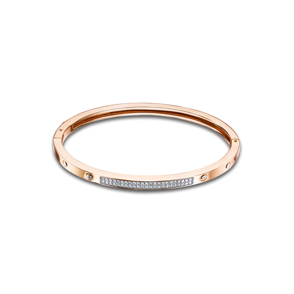 Браслет жёсткий из красного золота с фианитами Ювелирное изделие - Браслет жёсткий из красного золота с фианитами в магазине Best-Gold 125945