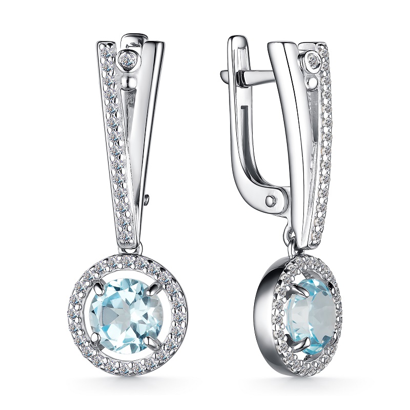 Ювелирное изделие - Серьги из серебра с топазом и фианитами в магазине Best-Gold 146639