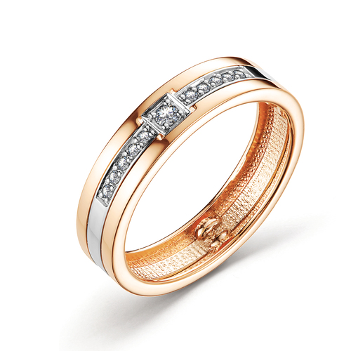 Обручальное кольцо из комбинированного золота с бриллиантами Ювелирное изделие - Обручальное кольцо из комбинированного золота с бриллиантами в магазине Best-Gold 029098