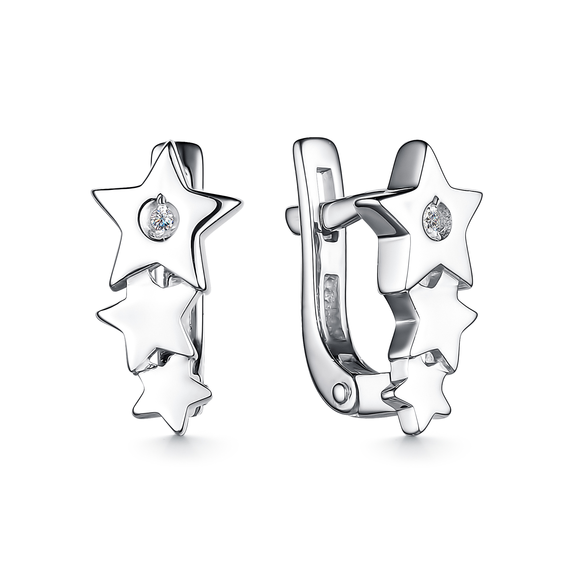 Серьги из серебра с бриллиантами Ювелирное изделие - Серьги из серебра с бриллиантами в магазине Best-Gold 126946