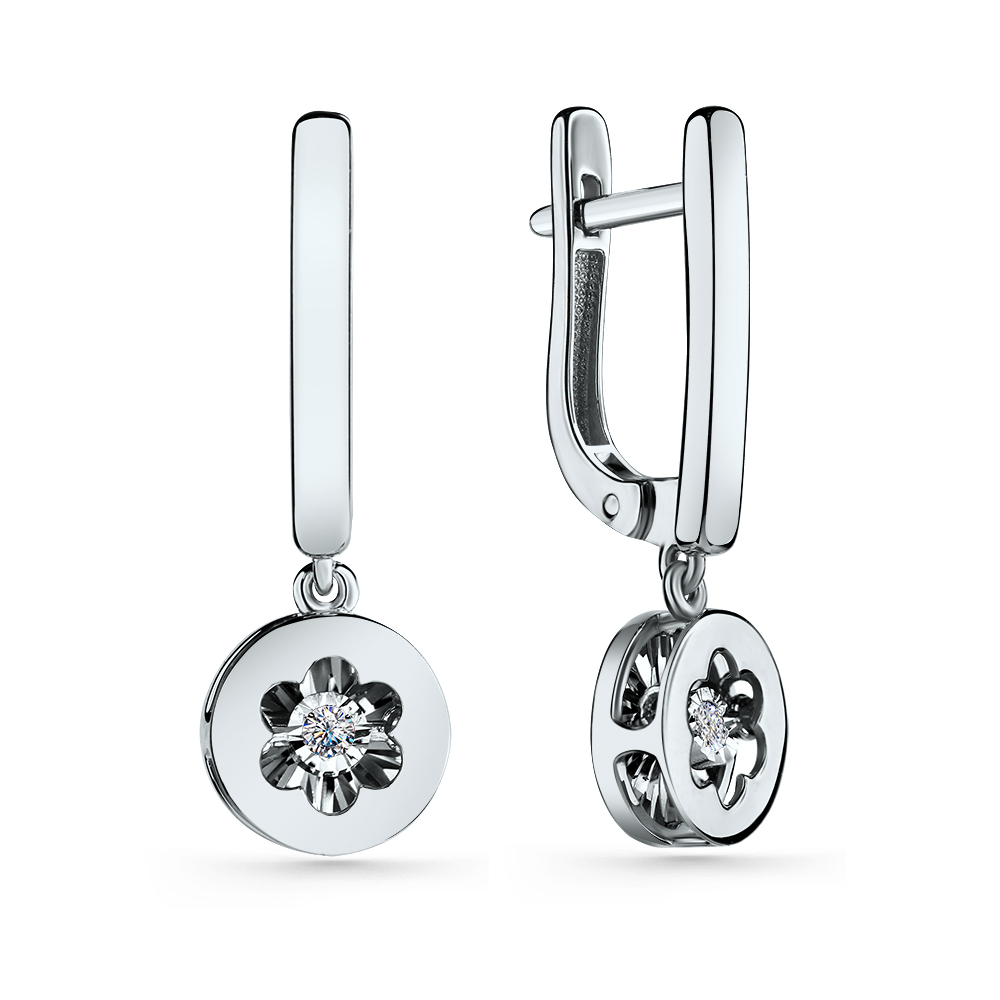 Серьги из белого золота с бриллиантам Ювелирное изделие - Серьги из белого золота с бриллиантам в магазине Best-Gold 140284