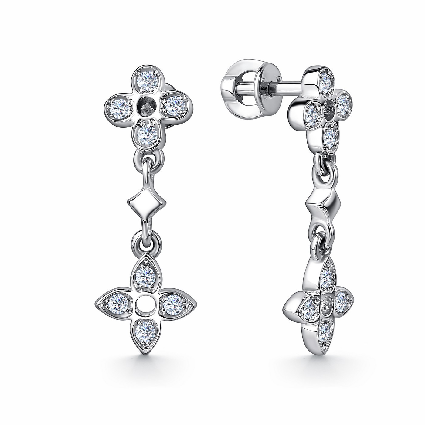 Ювелирное изделие - Серьги из серебра с фианитами в магазине Best-Gold 147313