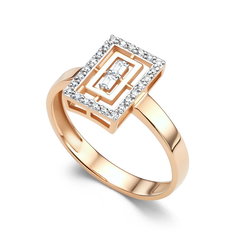 Ювелирное изделие - Кольцо  из красного золота с бриллиантами в магазине Best-Gold 154371