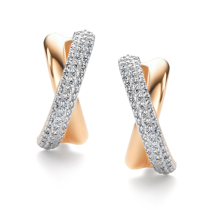 Серьги из красного золота с бриллиантами Ювелирное изделие - Серьги из красного золота с бриллиантами в магазине Best-Gold 154411