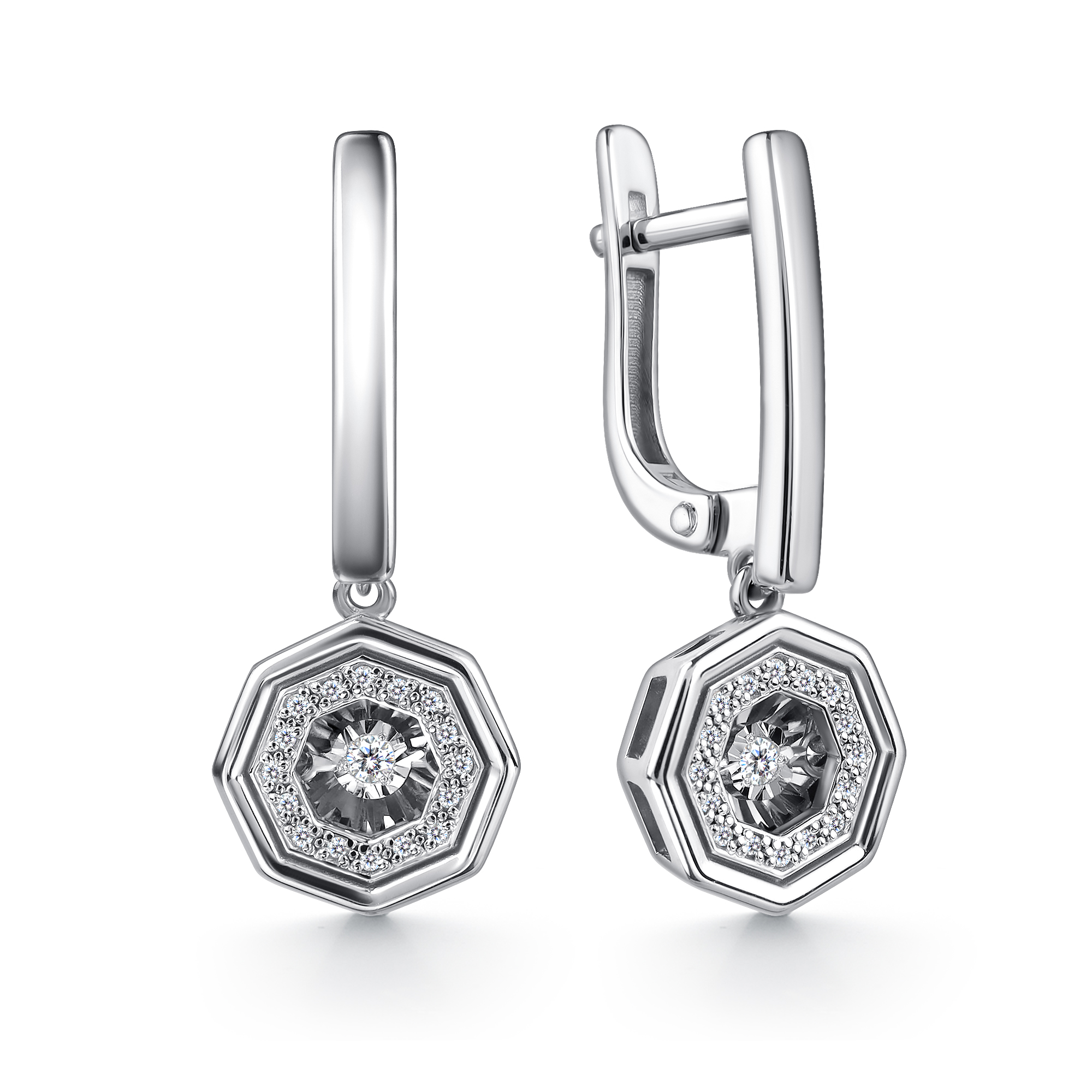 Серьги из белого золота с бриллиантами Ювелирное изделие - Серьги из белого золота с бриллиантами в магазине Best-Gold 149126