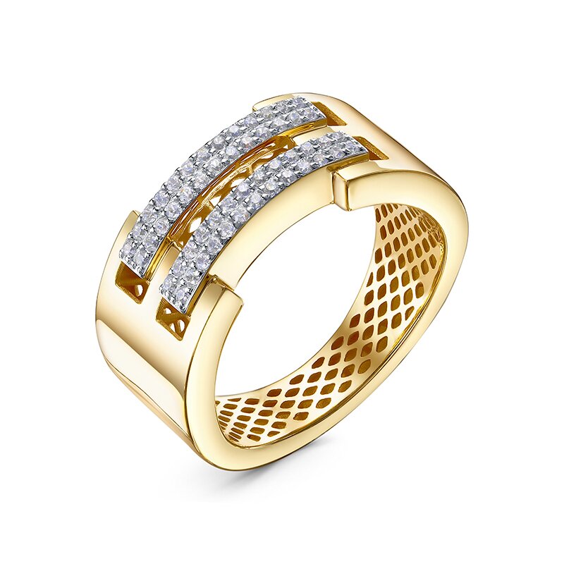 Кольцо из желтого золота с фианитами Ювелирное изделие - Кольцо из желтого золота с фианитами в магазине Best-Gold 147160